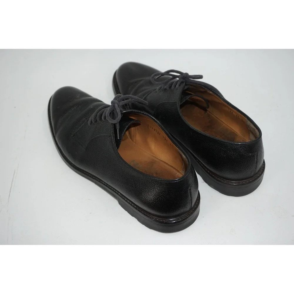 Salvatore Ferragamo Black Leather Shoes Derby Pebble Grain Men's Size 10 2E